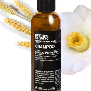 Ingredients: Aqua, Ammonium lauryl sulfate, Di- sodium cocoamphodiacetate, Sodium myristoyl glutamate, Decyl glucoside, Glycerin, Chamomilla recutita flower extract*, Hydrolyzed soy protein, Hydrolyzed verbascum thapsus flower, Hydrolyzed walnut extract, Dicaprylyl ether, Glyceryl oleate, Parfum, Lactic acid, Citric acid, Benzyl alcohol, Sodium dehydroacetate, Sodium benzoate, Potas- sium sorbate, Limonene. * da agricoltura biologica